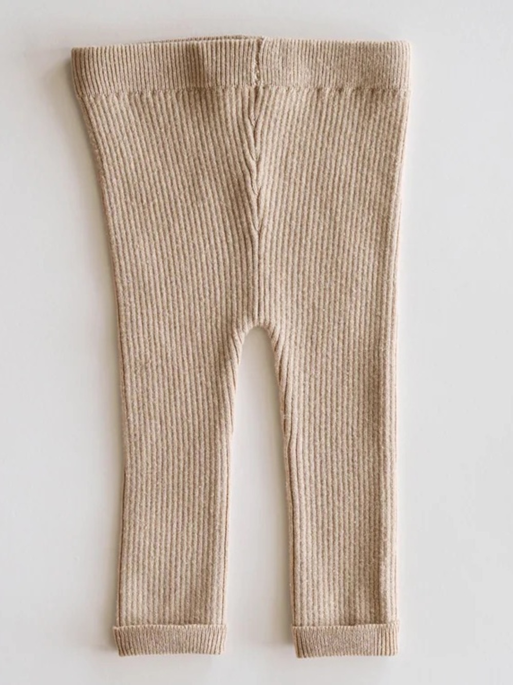 Atlas grey. Organic Thin Knit Leggings. Size 2-3. Color wheat.